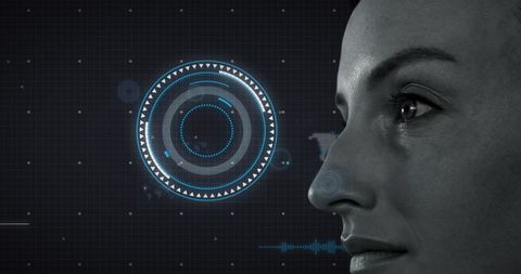 Futuristic Woman in Digital Interface Hologram Overlay - Download Free Stock Images Pikwizard.com