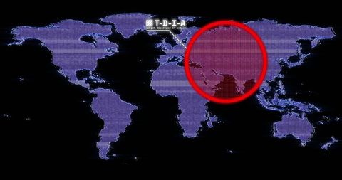Digital world map highlighting data centers in asia