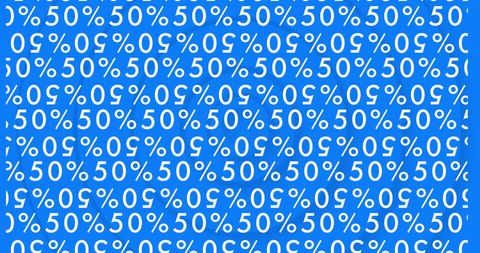 50 percent discount pattern on blue background