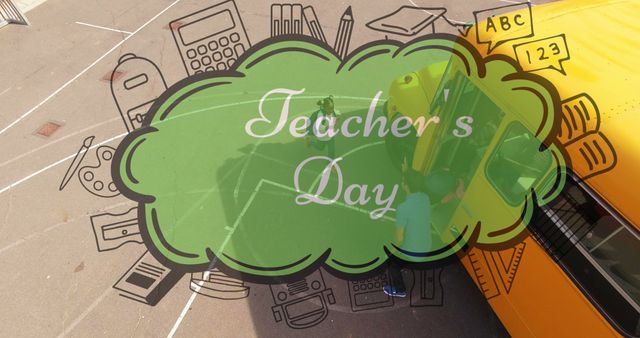 Teachers Day Card with Colorful School Elements Background - Download Free Stock Images Pikwizard.com