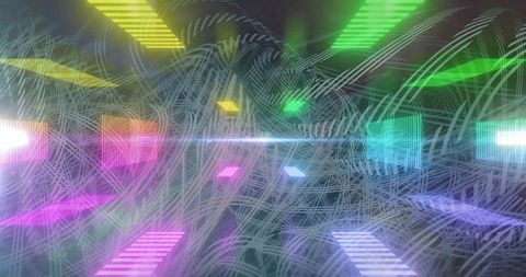 Futuristic Neon Luminous Panels in Digital Abstract Space