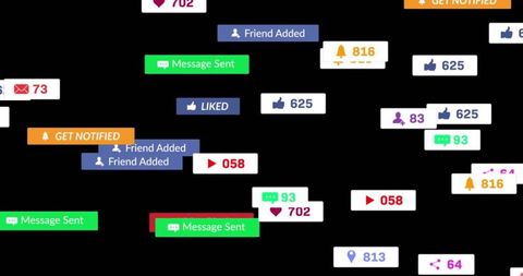 Colorful Social Media Alerts and Notifications Over Black Background - Download Free Stock Images Pikwizard.com