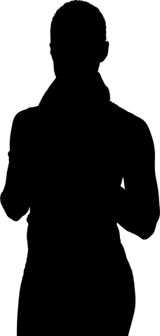 Silhouette of sportswoman with towel on transparent background