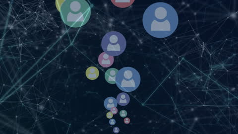 Social Media Network Icons Floating in Digital Space