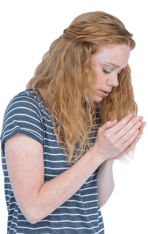 Transparent Image Girl Observing Her Hands Nervously