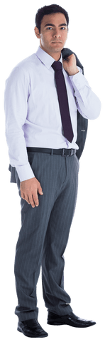 Serious Businessman Posing Confidently Isolated on Transparent Background