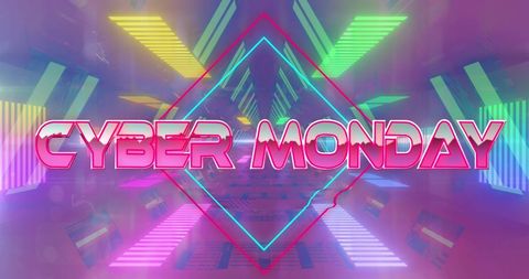 Cyber monday neon tunnel digital sale concept