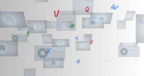 Digital Screens Displaying Data and Floating Letters - Download Free Stock Images Pikwizard.com