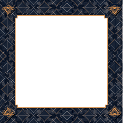 Elegant art deco border frame with transparent background
