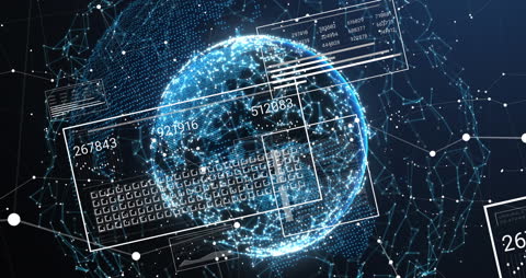 Digital Data Animation with Global Network and Screens