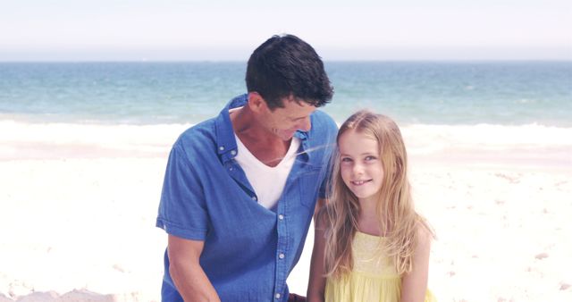 Father and Daughter Enjoying Sunny Beach Day - Download Free Stock Images Pikwizard.com