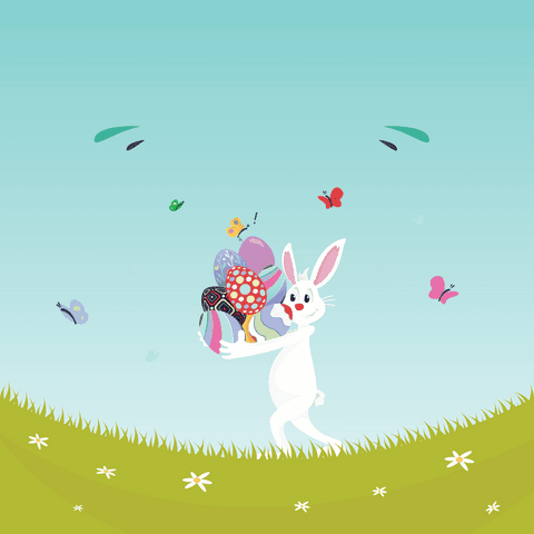 Cheerful Easter Bunny Carrying Painted Eggs on Transparent Background - Download Free Stock Videos Pikwizard.com