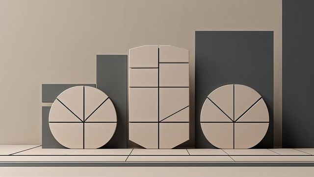Abstract Geometric Display with Segmented Shapes and Panels