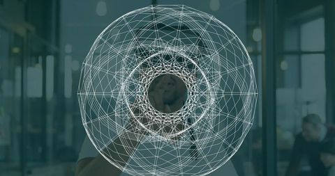 Man using Digital Interface with Geometric Design in VR Environment - Download Free Stock Images Pikwizard.com