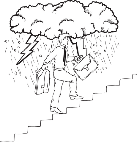 businessman climbing with storm cloud on transparent background - Download Free Stock Videos Pikwizard.com