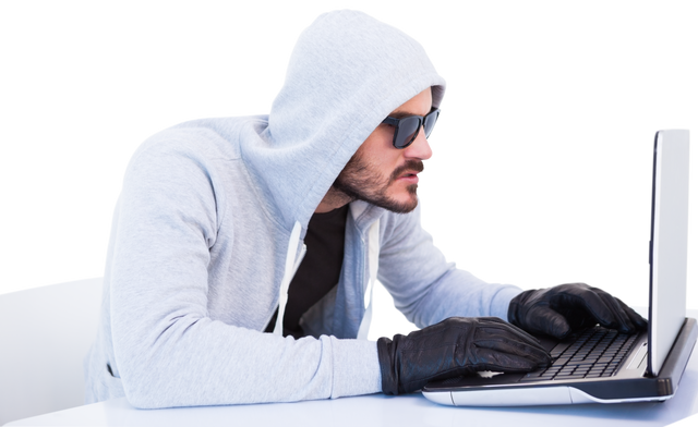 Transparent image caucasian burglar using laptop, hacker steering cyber attack laptop - Download Free Stock Videos Pikwizard.com