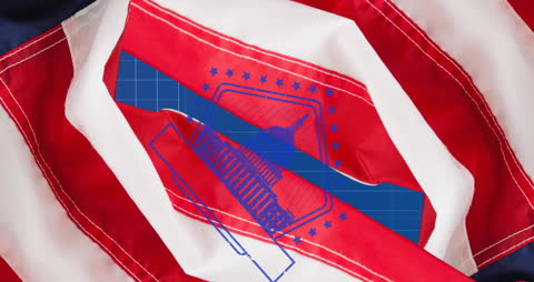 Digital Data Processing Overlaid on American Flag