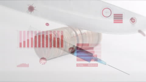 Blurred Syringe and Data Graphics Referring to Science or Research Themes