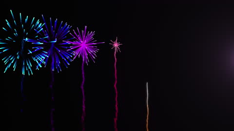 Vibrant Fireworks Display with Shooting Star Animation