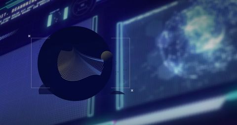Digital Interface with Geometric Shapes and Data Visualization