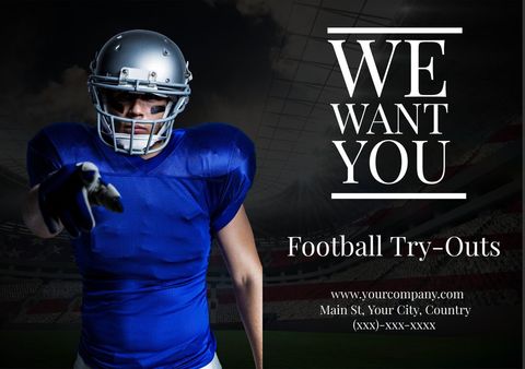 Motivating Football Player Reaches Out for Recruitment in Stadium - Download Free Stock Templates Pikwizard.com