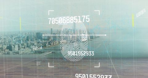 Fingerprint Biometrics and Data Overlaying Cityscape - Download Free Stock Images Pikwizard.com