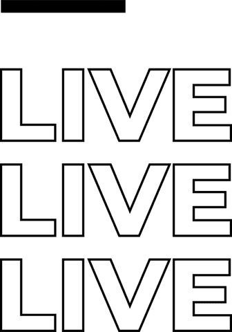 Bold live text stacked design on transparent background