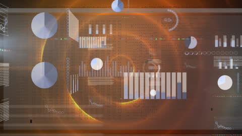 Animated Data Processing with Radiant Orange Circles