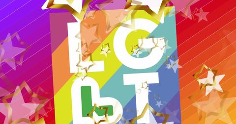 Colorful LGBT Pride Stars Digital Concept with Text Overlay