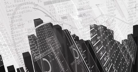 Futuristic Server Racks With Error Codes