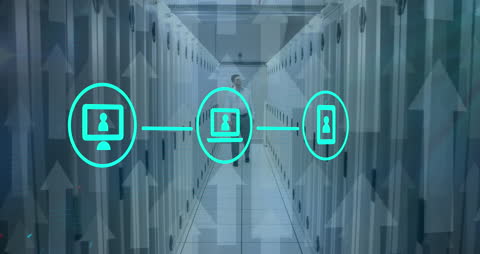 Engineer Analyzing Digital Network in Server Room