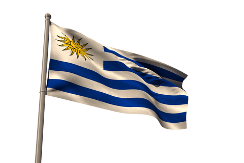 Waving uruguay flag illustration transparent background