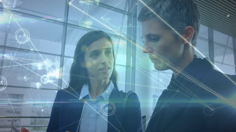 Business Professionals in Futuristic Networking Environment