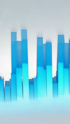 Vertical equalizer bars rising and oscillating in blue data-visualization motion graphics vertical v