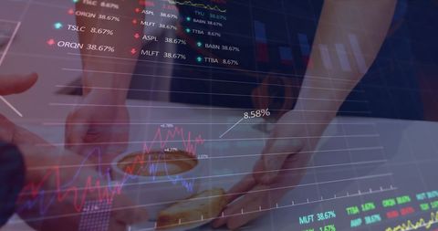 Technology and finance concept with data overlay
