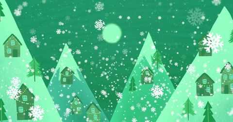 Whimsical Winter Wonderland with Snowy Mountains