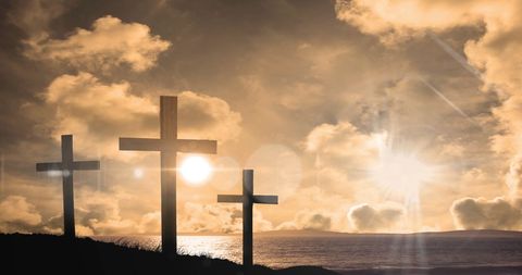 Dramatic Crosses Silhouette at Sunset - Download Free Stock Images Pikwizard.com