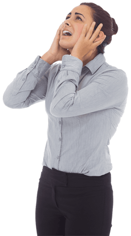 Stressed Businesswoman Yelling on Transparent Background