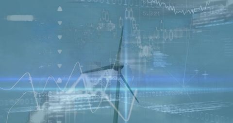 Wind Turbine Collaboration with Digital Financial Analytics - Download Free Stock Images Pikwizard.com