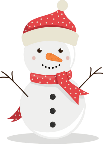 Festive Snowman with Red Hat and Scarf on Transparent Background