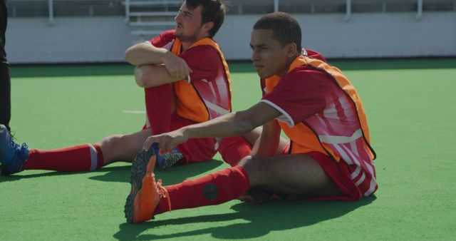 Tired Soccer Players Resting on Field - Download Free Stock Images Pikwizard.com