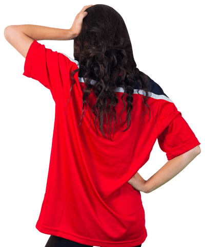 Transparent Back View Football Fan Red Jersey Victory Pose