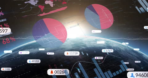 Global Finance Concept with Financial Data Graphs Over Earth