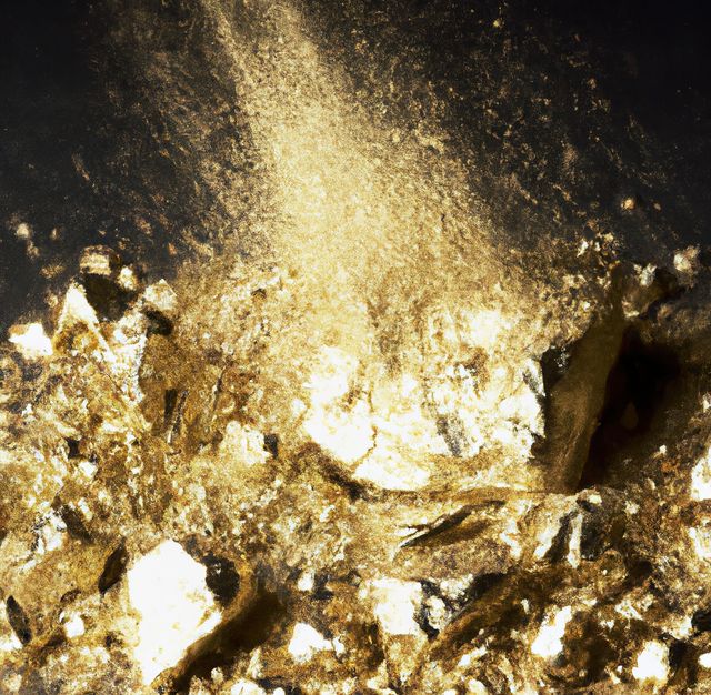 Gold dust cascading with sparkling particles. Could be used for luxury product backgrounds, festive decorations, or jewelry promotions. Represents opulence and precious materials. Perfect for marketing campaigns highlighting luxury and wealth.