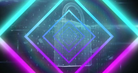 Futuristic Neon Padlock with Geometric Patterns - Download Free Stock Images Pikwizard.com