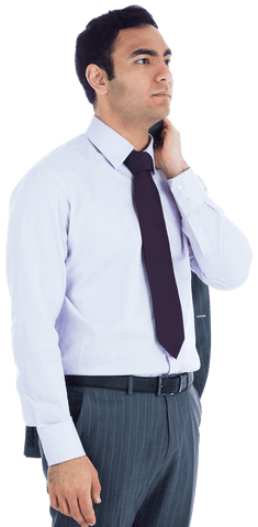 Serious Businessman Looking Ahead on Transparent Background