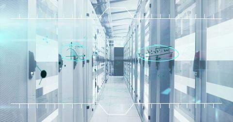 Digital Mathematics Overlay on Modern Server Room Technology - Download Free Stock Images Pikwizard.com