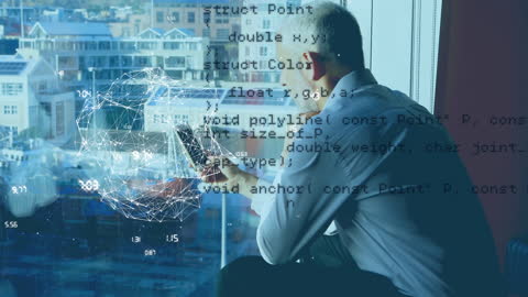 Businessman working with data analytics and cloud network