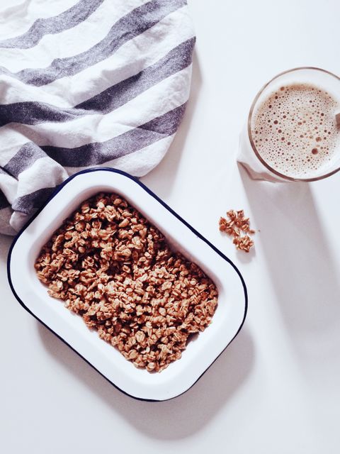 Healthy Homemade Granola Breakfast with Coffee on White Table - Download Free Stock Images Pikwizard.com