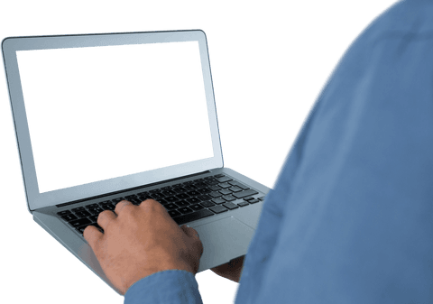 Transparent Laptop Usage by Male Executive Close-Up - Download Free Stock Videos Pikwizard.com